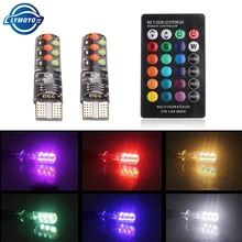 2 шт. T10 w5w RGB светодиодный светильник 12SMD COB canbus 194 168 автомобиль с пультом дистанционного управления вспышка/Стробоскоп чтения клинообразный светильник габаритный светильник s