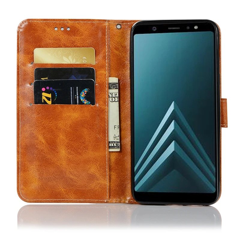 Для Samsung Galaxy J8 2018 чехол Ретро Флип кошелек для телефона из искусственной кожи