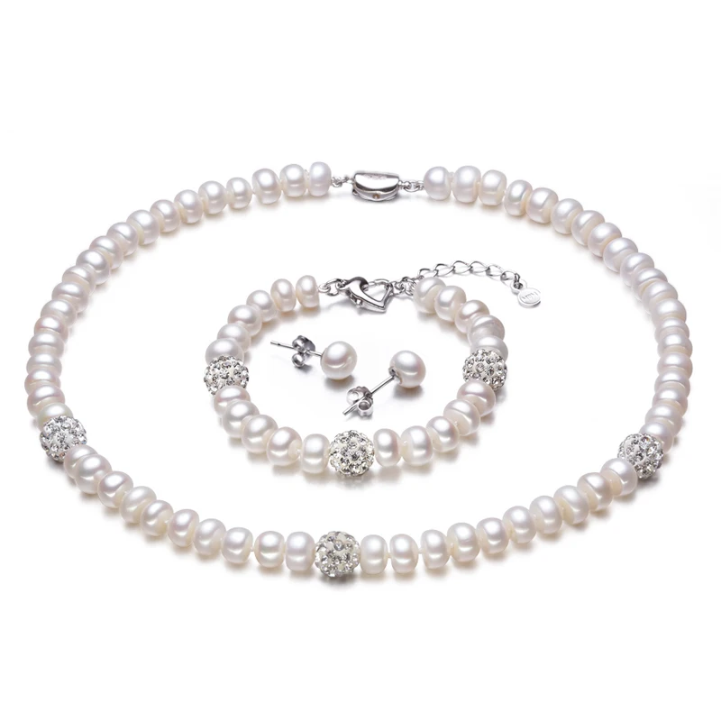 Runzhuqiyuan 2017 New White Color Pearl Necklace Sets 8 9mm Runzhuqiyuan 2017 New White Color Pearl Necklace Sets 8 9mm Natural Jewelry 925 Sterling Silver For Women In From