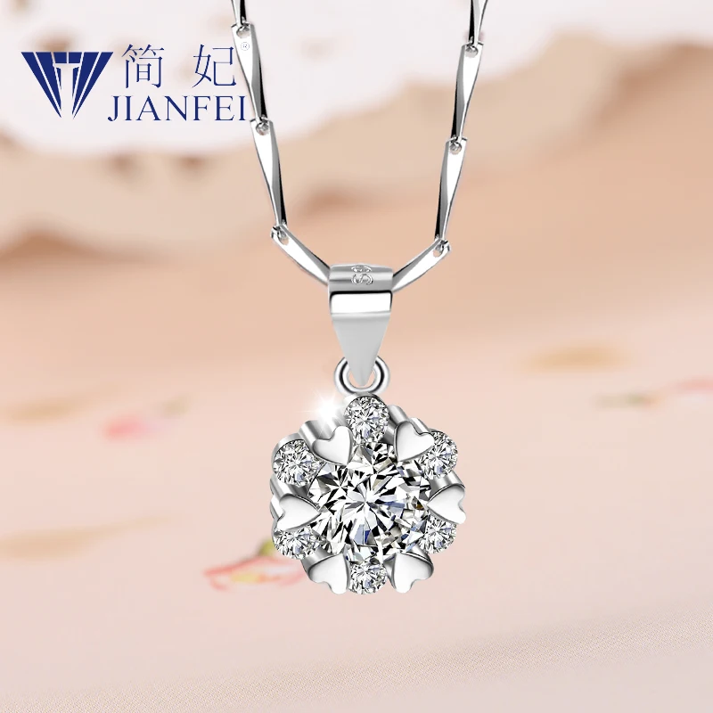 

Six Heart zircon Europe Style Jewelry for Women Girl Gift 925 sterling silver necklace 6
