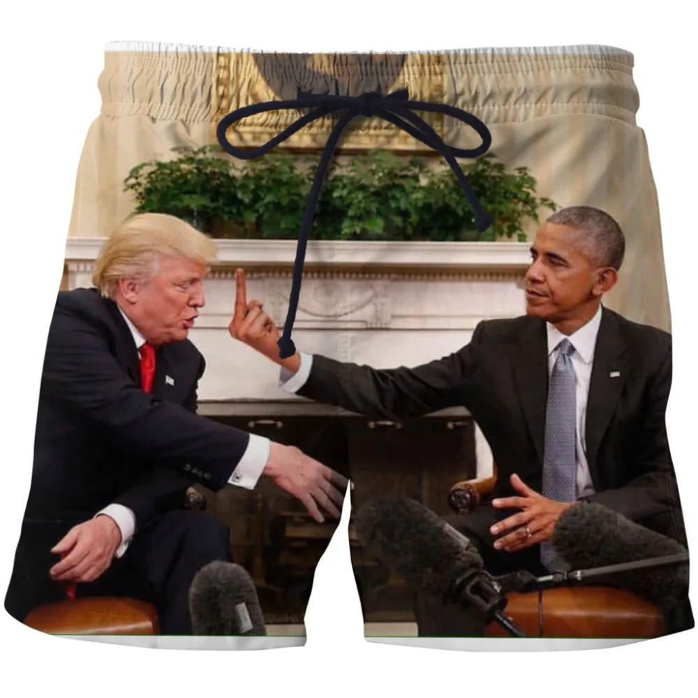 Ух для девочек Прямая доставка; 2018 г.; Новые модные летние Шорты Забавный Дональд Трамп патриотизм 3D принт Для мужчин/Для женщин