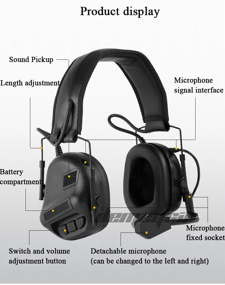 Fone de Ouvido Tático Captador Redução Ruído Airsoft Paintball Tiro Headset Caça Treinamento Militar Som 5 Tático fone de ouvido som captador redução