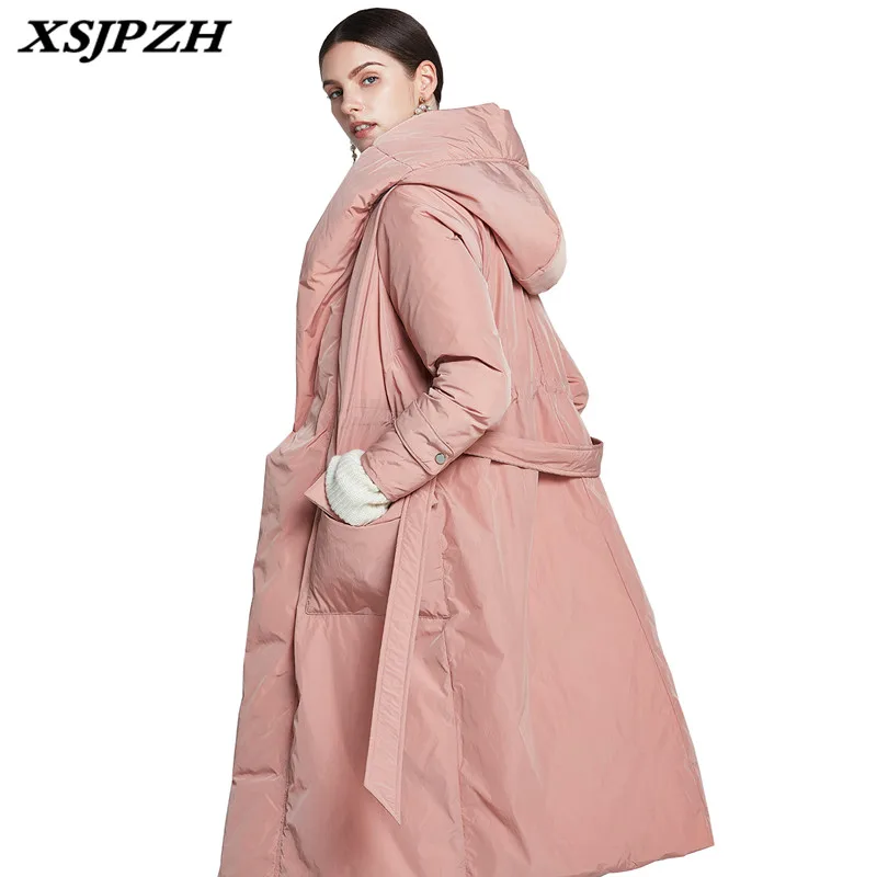 XSJPZH 2018 Новый пуховик Для женщин длинное пальто легкий утка вниз Мода Толстые
