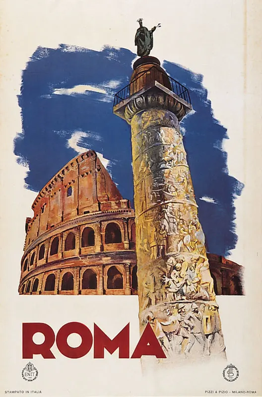 Италия туристические плакаты Roma ENIT Классическая Настенная Наклейка холст