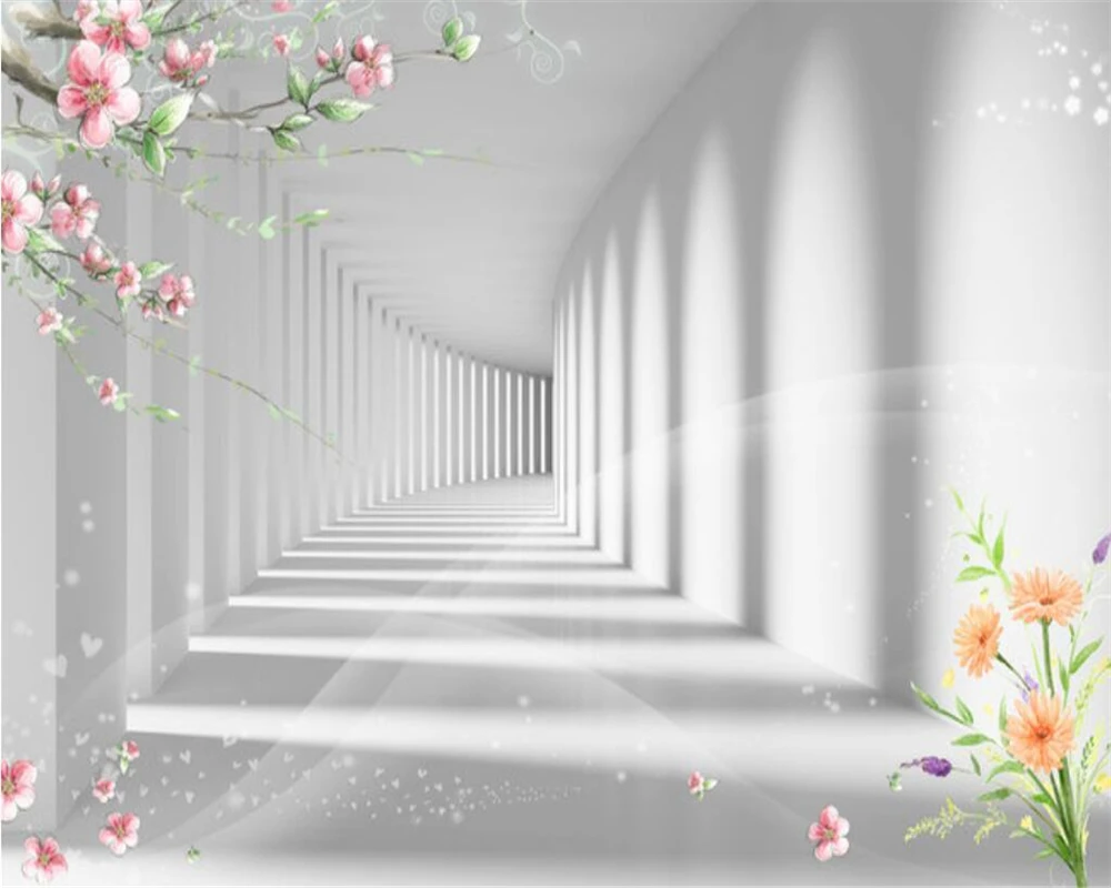 Beibehang 3D fashion flower promenade 3D extension space photo wallpaper 3D living room bedroom TV background wall 3D wallpaper Beibehang 3D fashion flower promenade 3D extension space photo wallpaper 3D living room bedroom TV background wall 3D wallpaper