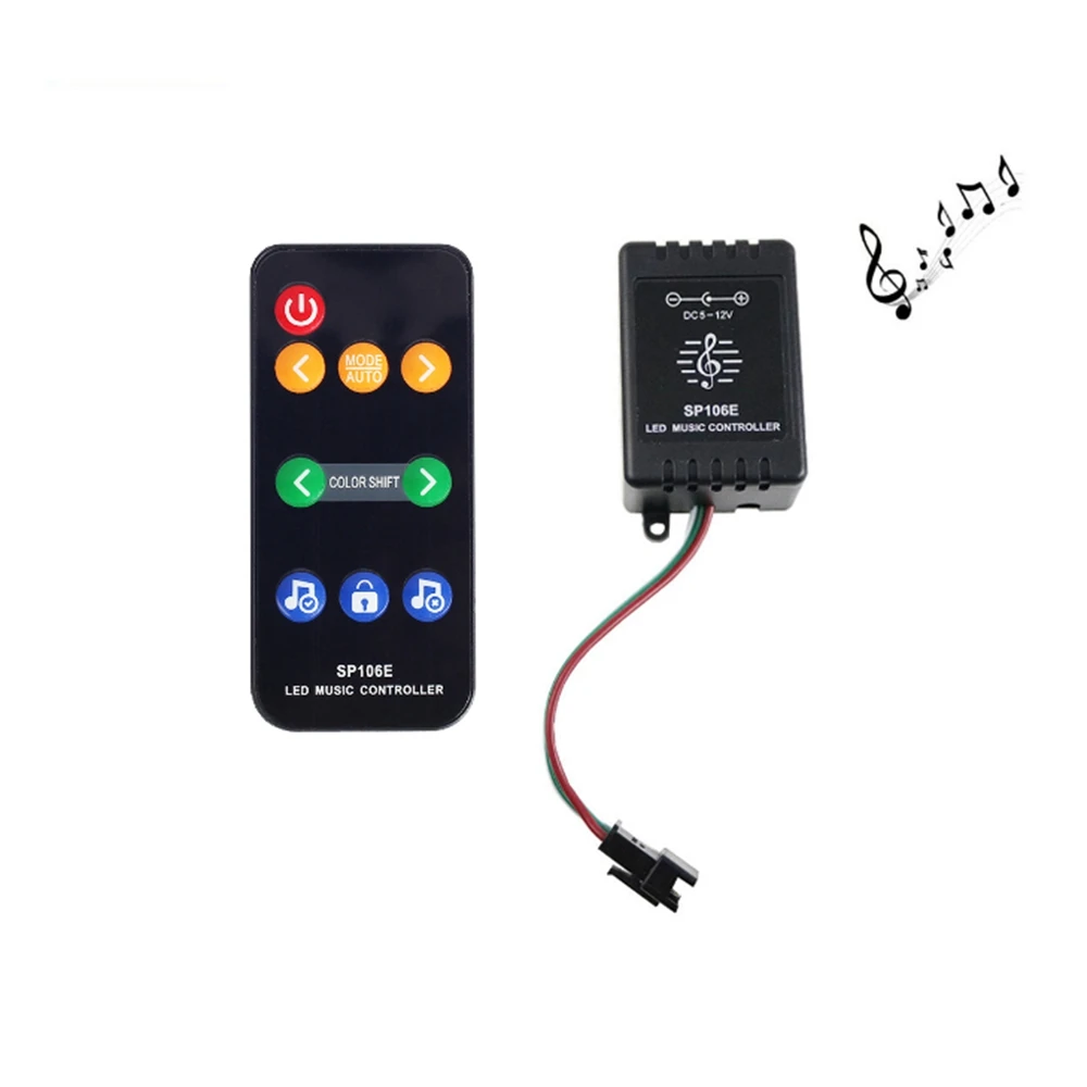 

SP106E RF 9Keys Led RGB Music Controller DC5V-12V For WS2811/WS2812 /6812/1903 Led Strip Colorful Music SPI Controller