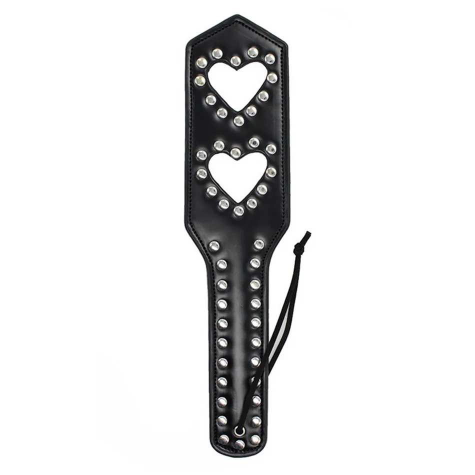 2 Heart Stamp Hole Fetish Leather Spanking Paddle Flirt Clap Slap Pat 