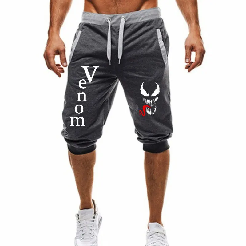 Casual shorts for men summer European and American style venom printing sports shorts for men black casual shorts