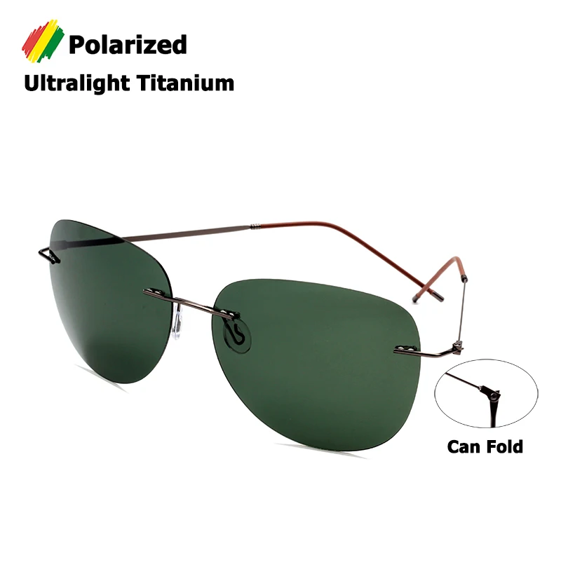 

JackJad Men Ultralight Titanium Polarized Folding Hinge Sunglasses Rimless Aviation Style Brand Design Sun Glasses Oculos De Sol