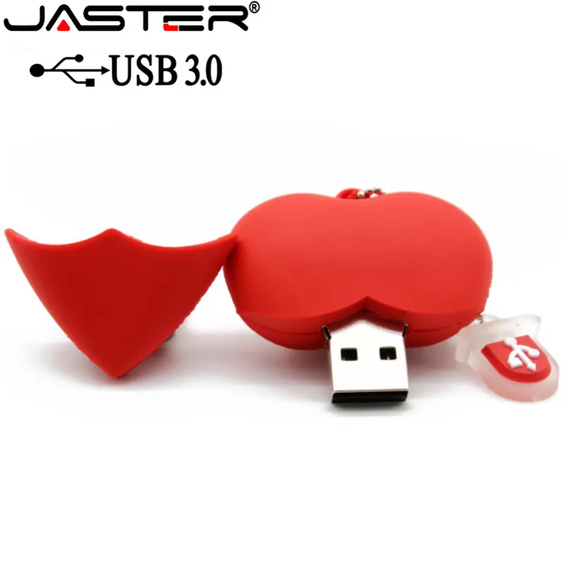 JASTER USB 3,0, красный usb флеш-накопитель в форме сердца, 4 ГБ/8 ГБ/16 ГБ/32 ГБ/64 ГБ, красивая карта памяти, прекрасный подарок для девочки