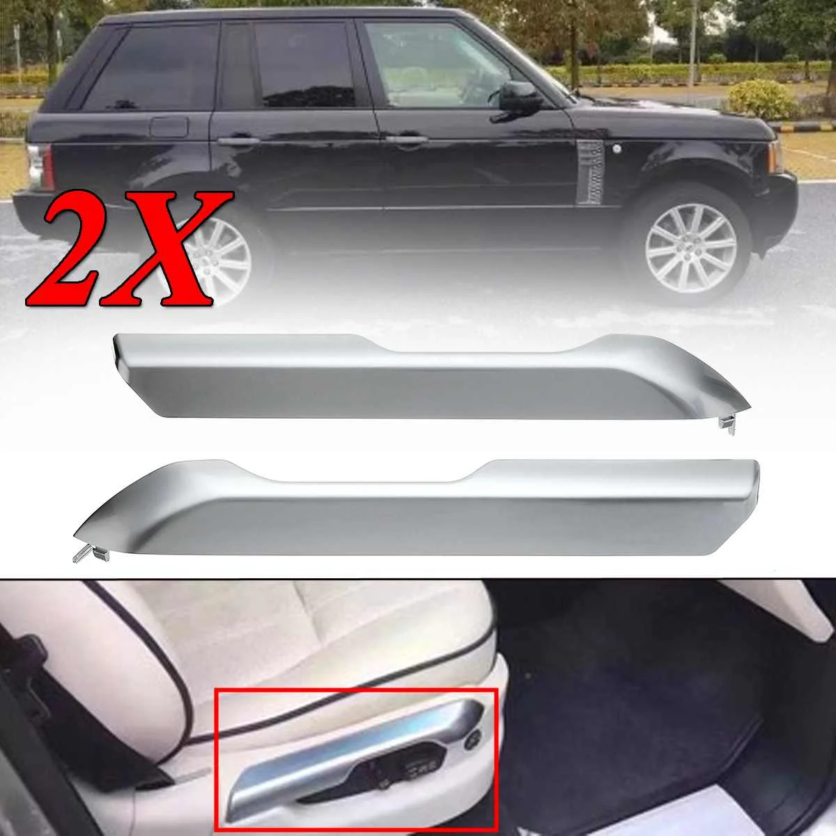 2pcs New Car Front Seat Cushion Valance Chrome Cover Trim For Land Rover Range Rover 2004-2012 Interior Mouldings