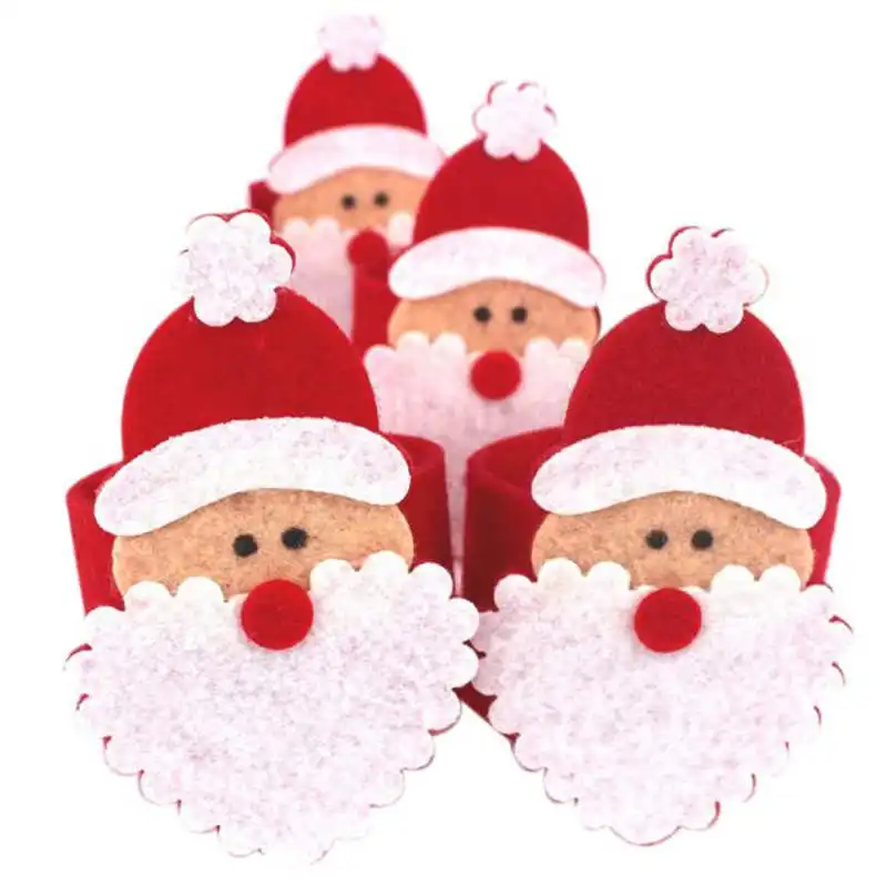 46 Pcs Christmas Santa Claus Napkin Rings Serviette Holder Table Serviette Xmas 2018 for party #2n2 (2)