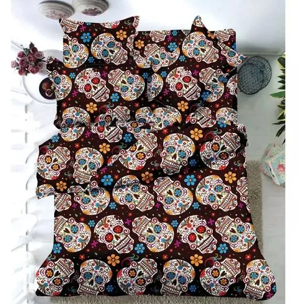 

Indian Skull 3D Printed Bedding Set Bedclothes Coverlets for Adult Bedroom Decoration Woven Full Queen Size Special Design Linen