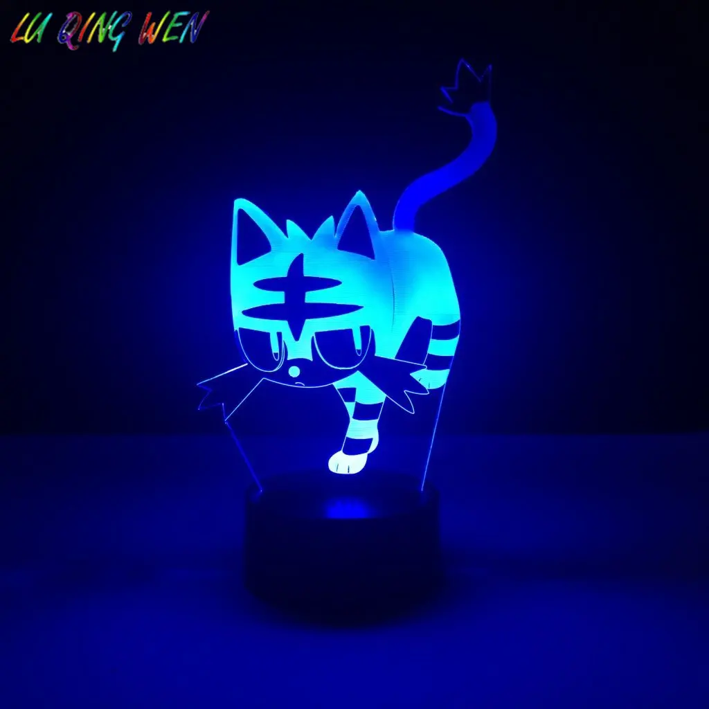 

Kid Led Night Lamp Litten Pokemon Go Fire Cat Nightlight for Children's Bedroom Decor Light Holiday Gift Baby Led Night Light 3d