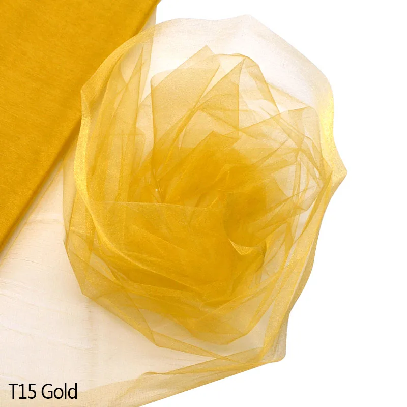 48cmx5m voile Yarn Crystal Tulle Roll Sheer Organza Gauze Element for DIY Birthday Wedding Party Arch Tulle Fabric Decoration - Цвет: Gold