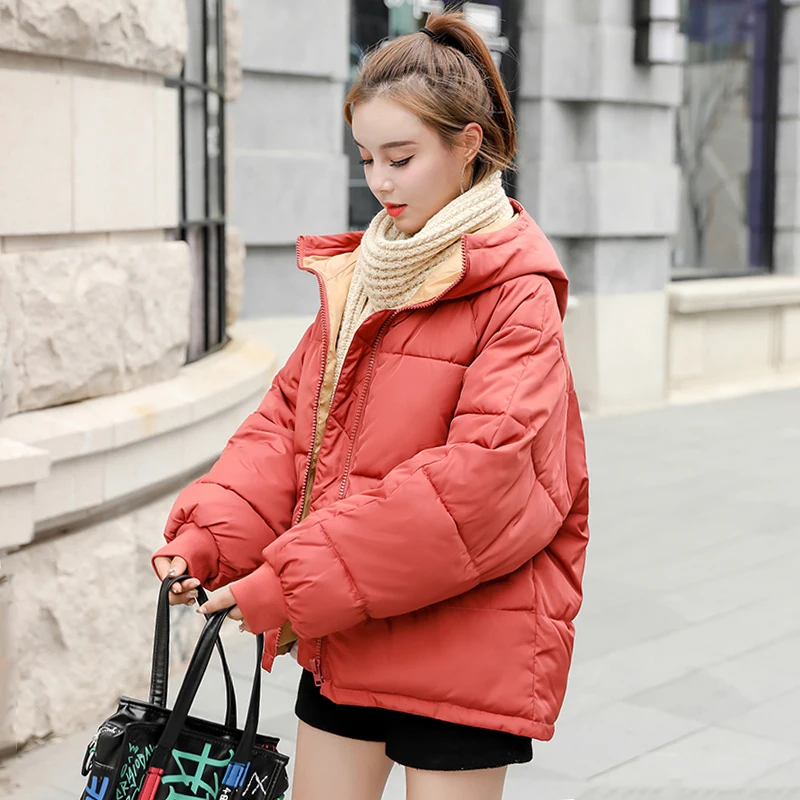 Корейский стиль, новинка, зимняя женская куртка с капюшоном, с хлопковой подкладкой, Женское зимнее пальто, верхняя одежда, модная короткая теплая парка