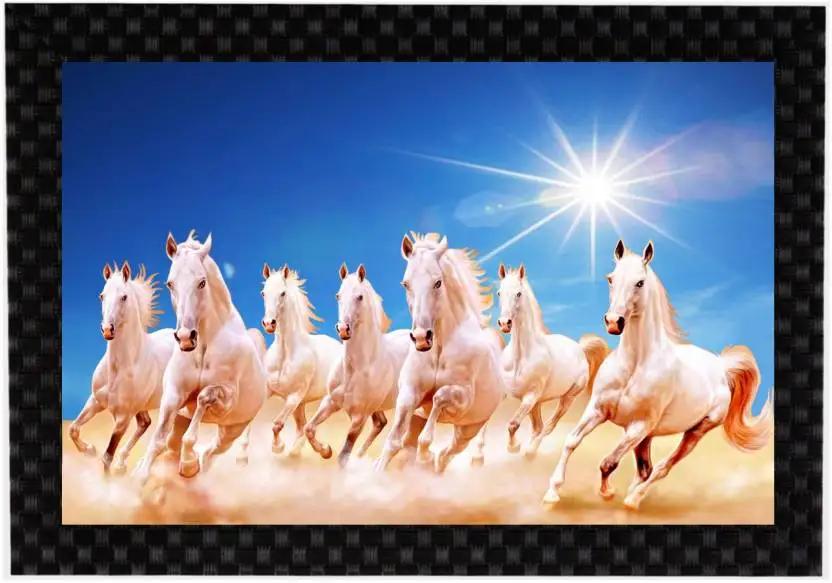 Us 7 97 49 Off Seven White Running Horses Canvas Wall Art Print And Poster Painting Home Decor For Living Room In Painting Calligraphy From Home