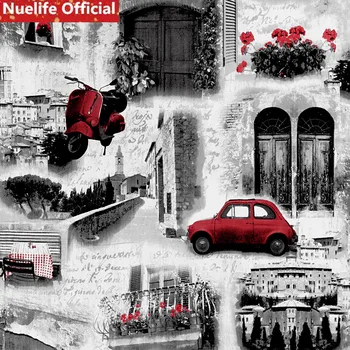

Retro nostalgic red car pattern wallpaper kids room classroom living room bedroom restaurant clothing store bar KTV wallpaper