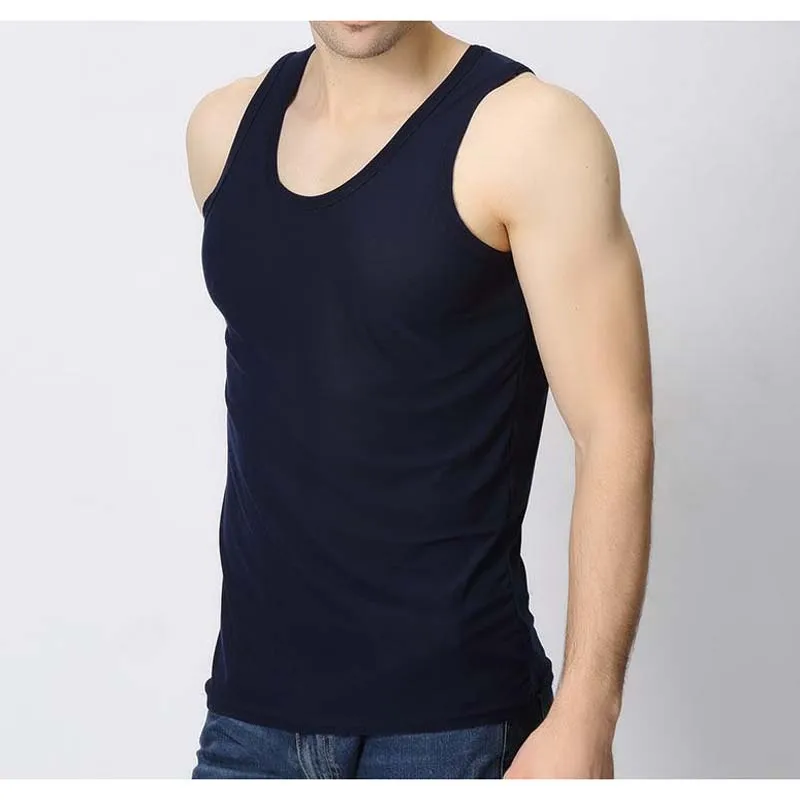 2pcs/lot Summer New Plus Size Tank Tops Men Nylon Cotton Slim Pure