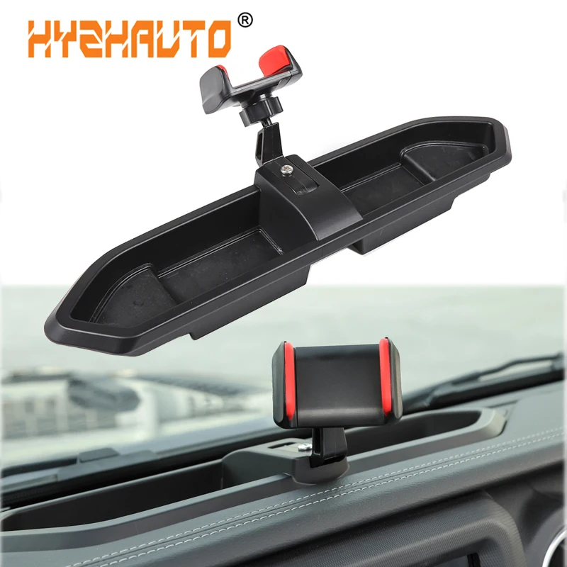 HYZHAUTO 1 шт. аксессуары для салона автомобиля ABS gps кронштейн коробка для хранения держатель мобильного телефона для Jeep Wrangler JL+ черный