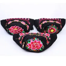 Национальный вышитые мода Шопинг по талии сумка! Горячая цветочной вышивкой Для женщин Талия пакеты Топ all-матч леди холст носителей