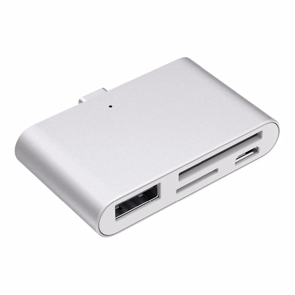 JZYuan 4 в 1 USB C концентратор с 2 TF слот для SD карты USB 2,0 концентратора OTG Card Reader USB 3,0 хаб для мобильного телефона MacBook Pro Тип C концентратора - Цвет: Sliver