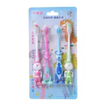 Детская зубная щетка с мультяшным животным, с мягким тонким кончиком щетины, щетка для детей, уход за полостью рта, с противоскользящей ручкой