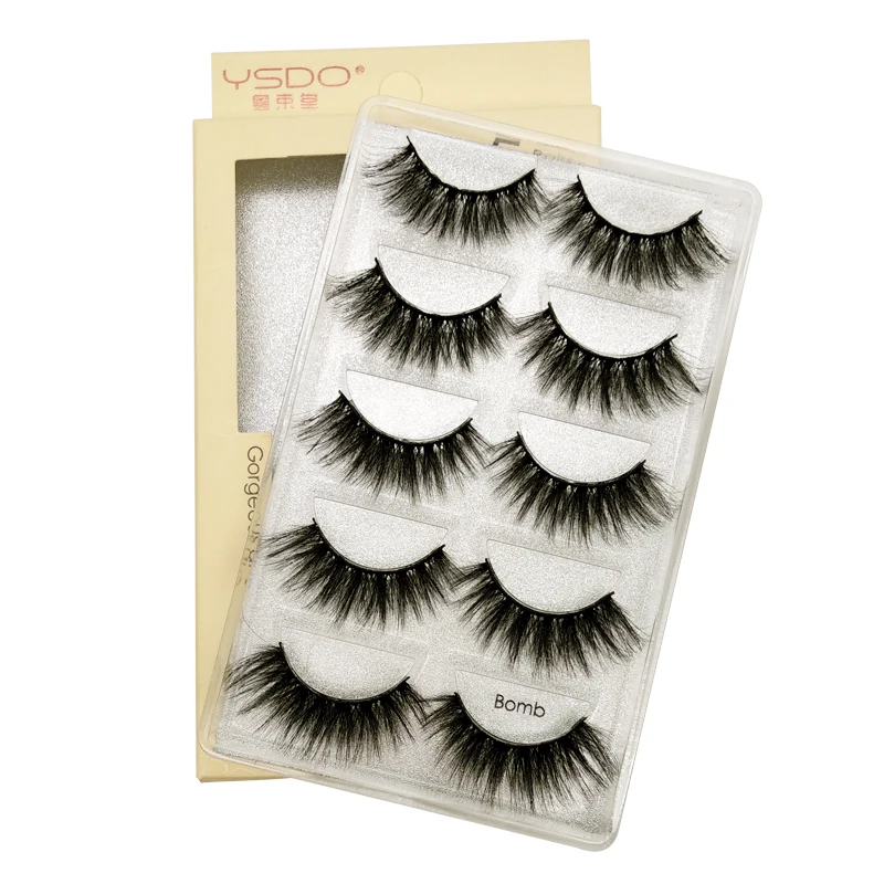 

1box 3d mink false eyelashes natrual long 3d false lashes handmake mink eyelashes 5pairs makeup full strip faux cils