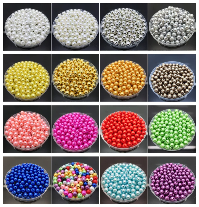 

Wholesale 6mm 100Pcs Acrylic Round Pearl Spacer Loose Beads Jewelry Making Clothing Beads jewelry Crafts