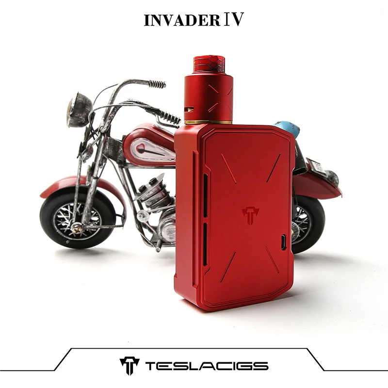 

Original Tesla 280W Box Mod Vaporizer Kit Invader IV Dual Coils RDA E-Cigarette Vape 18650 20700 21700 Battery Resin Drip Tip