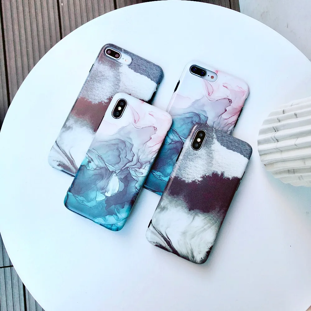 

Luxury Ink Painting clouds Marble phone Case For iphone 6 6s 7 8 Plus X XS MAX XR 7 Soft TPU Marbling Cover Silicon Coque Fundas
