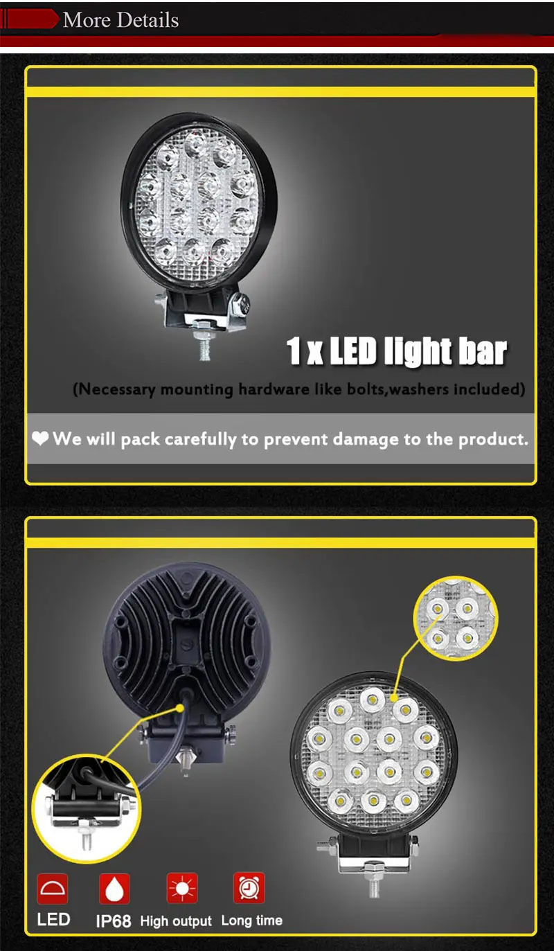 42 Вт Offroad тонкий светодиодный рабочий светильник 12 в Led дальнего света Лампа 4х4 светодиодным фара трактора Точечный светильник для лодки автомобиль внедорожник atv