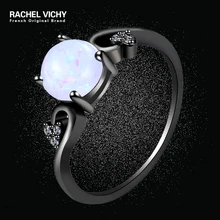 Женское Винтажное кольцо с опалом RACHEL VICHY черно Золотое
