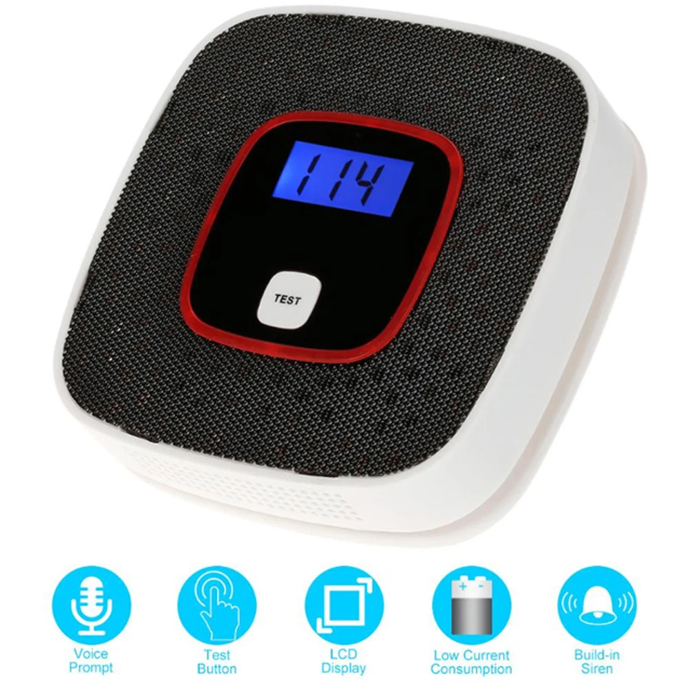 

Metal Carbon Monoxide Alarm Battery Operated Detector For Fire detection and Alarm System With Gas Tester Human Voice Warning