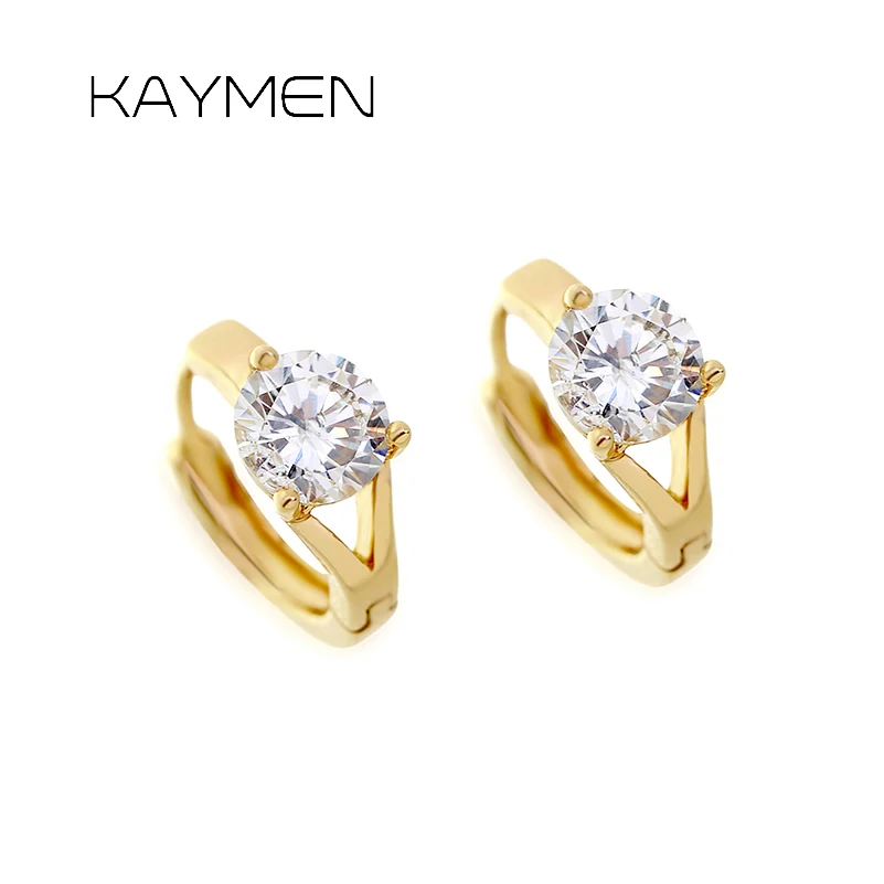 

Kaymen Fashion Woman Jewelry Newly Issued Inlaid Circular AAA Cubic-Zirconia Golden Plated Cute Girls' Hoop Earrings Bijoux 1169