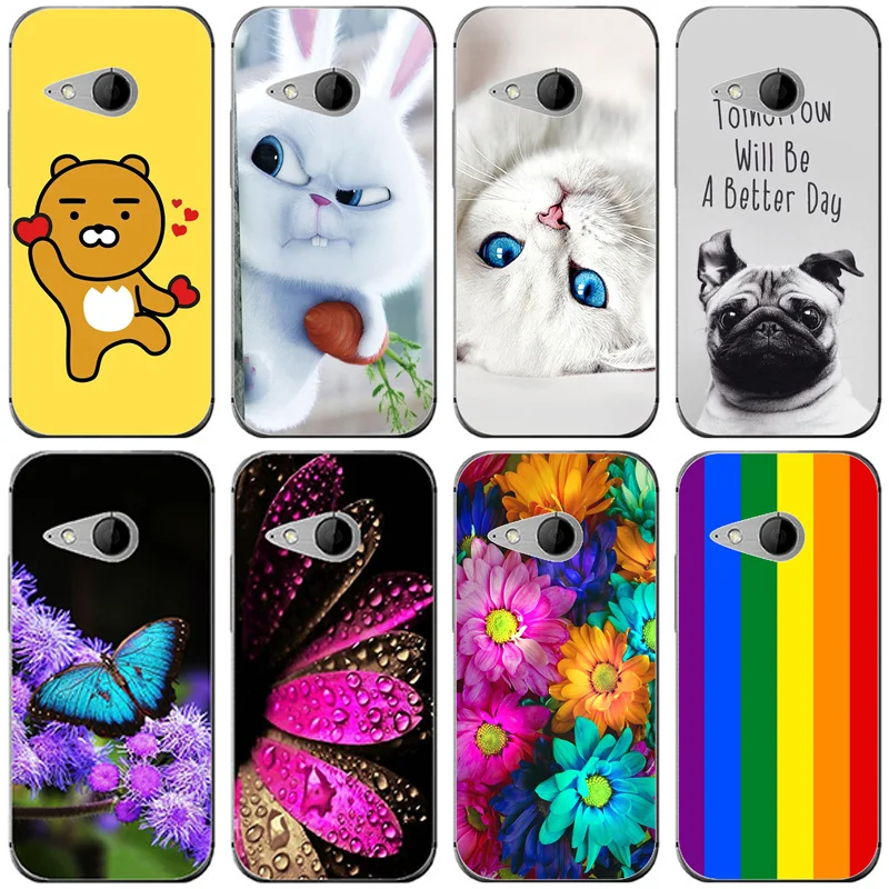 

TPU Flower Printed Phone Case for HTC One M8 mini Cell Phone Cases Silicone Printing Back Cover for HTC One mini 2 Skin Coque