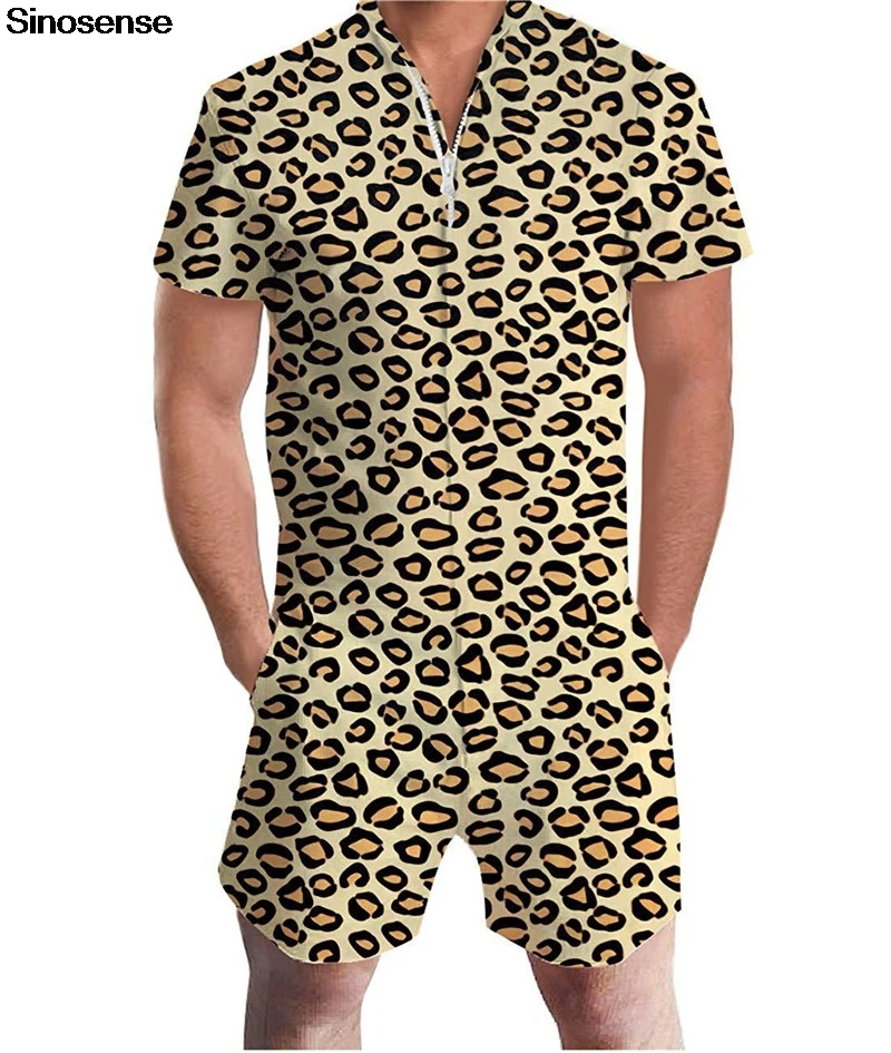 leopard short overalls
