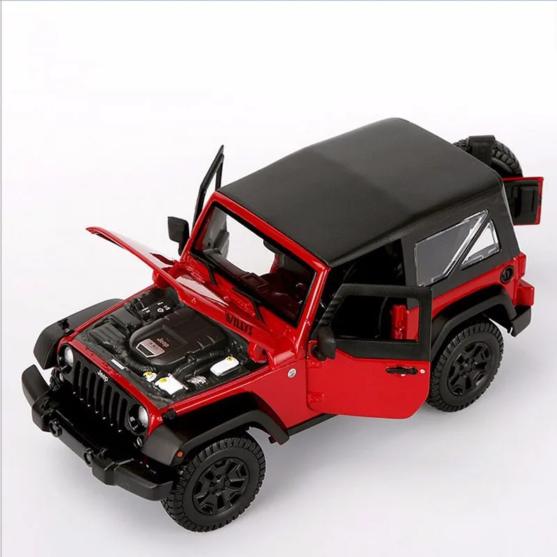 1/18 масштаб красный Jeep Wrangler Willys литая модель автомобиля внедорожная модель дорожного транспортного средства игрушки для детей подарки коллекции