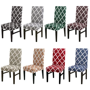 

Classic Geometric print chair cover elastic seat chair covers slipcovers washable stretch banquet Hotel Dining room living room