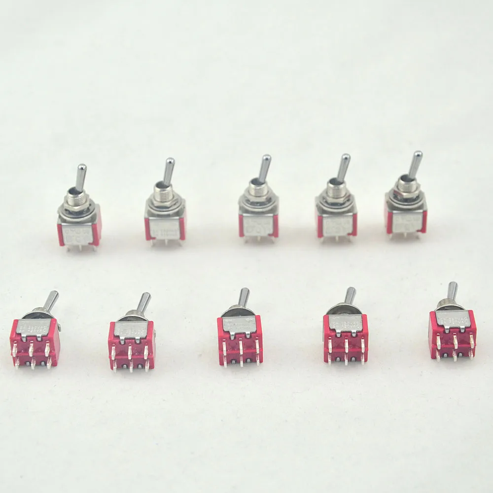 10Mini запирающий Переключатель Switch DPDT ON AC 5A/125V 2A/250V 6PIN для гитары и басов|Детали