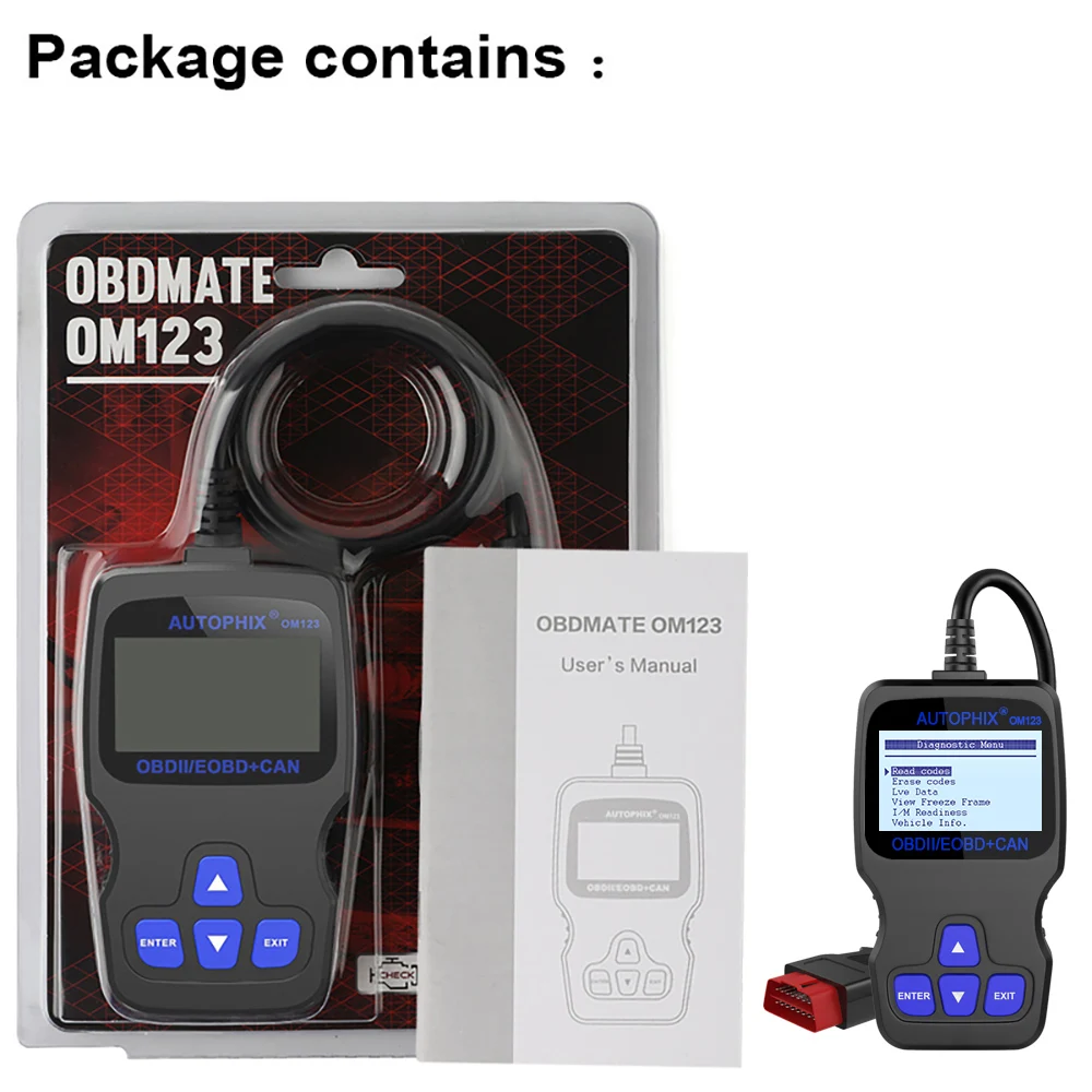 Autophix Om123 OBD2 считыватель кода сканер OBD 2 диагностическое приспособление для