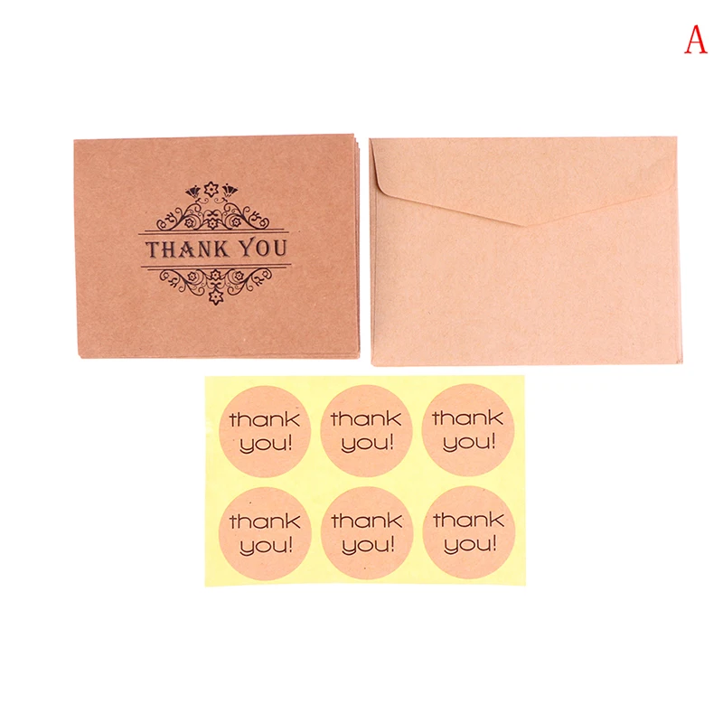 18 шт спасибо открытка крафт-бумага конверты печать стикер Свадебная вечеринка мини коричневая бумажная открытка конверт стикер набор - Цвет: A