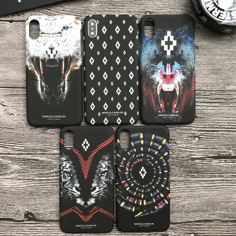 

New tiger marcelo burlon hard plastic cover case for 5 5S SE for iphone 6 6S S plus 7 7plus 8 8plus X red snake phone cases capa
