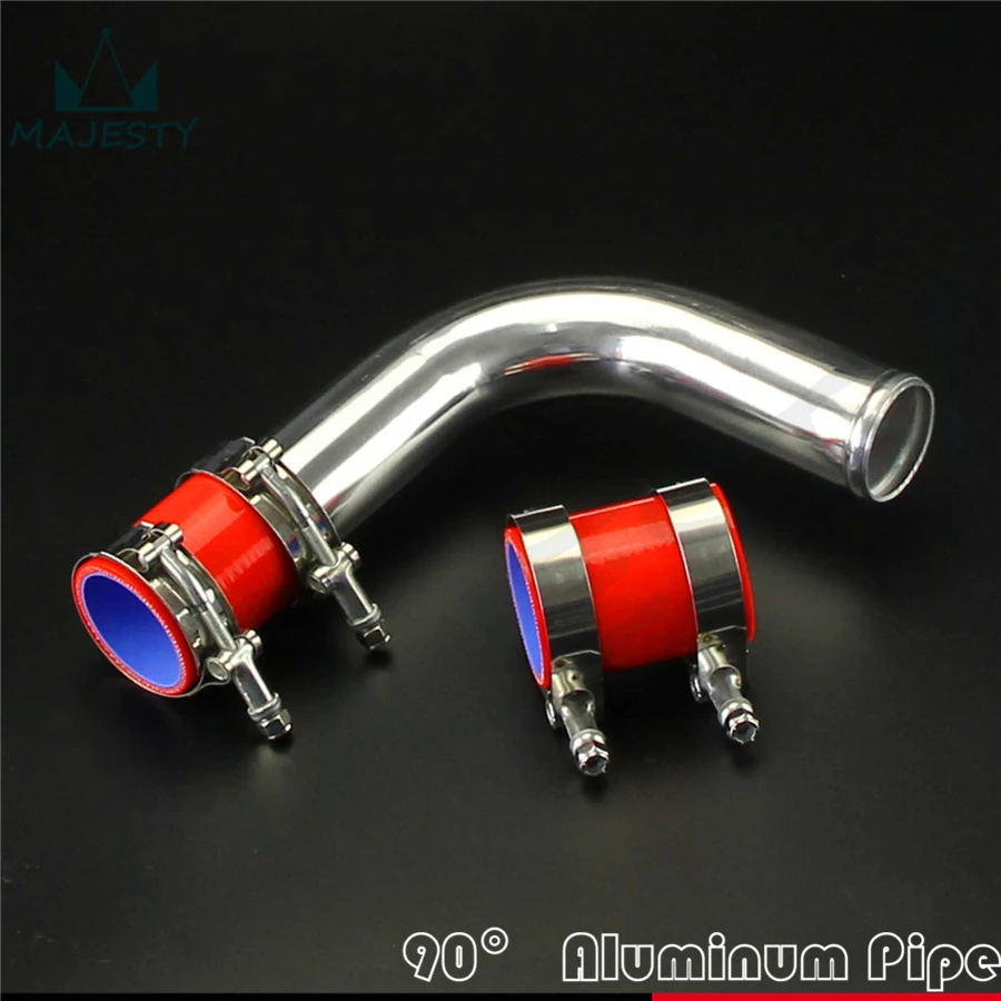 90 degree 50mm 2" Aluminum Turbo Intercooler tube Pipe +silicon hose +T