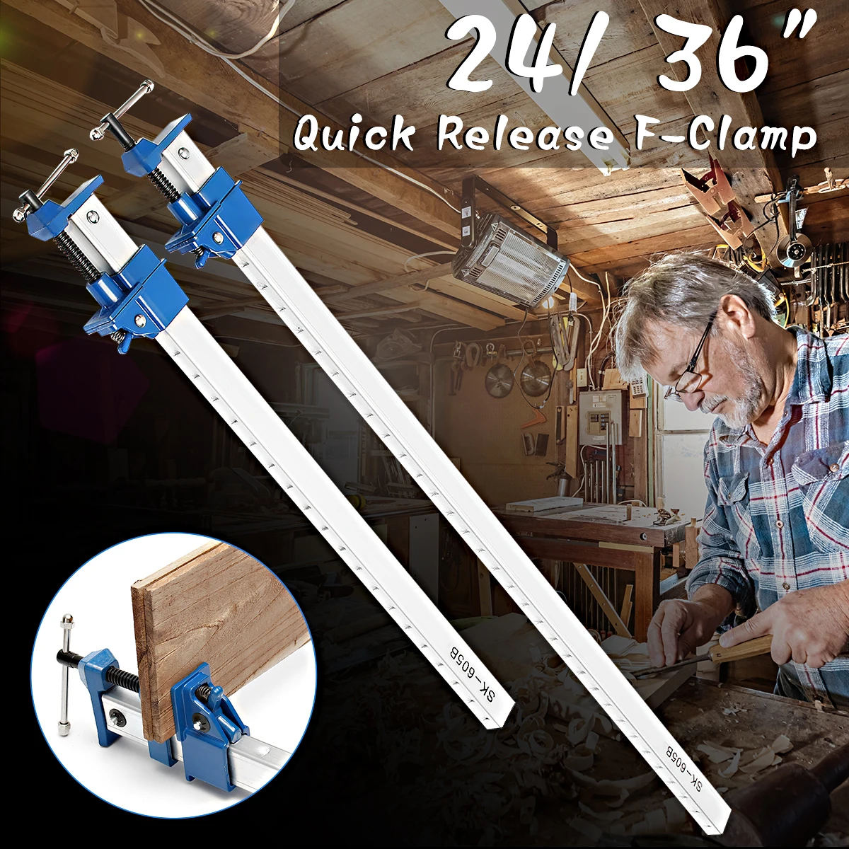 

24/36'' F Clamp Heavy Bar Wood Clamps for Woodworking Wood Carpenter Clamps Quick Release Long Cramp Bench Grip