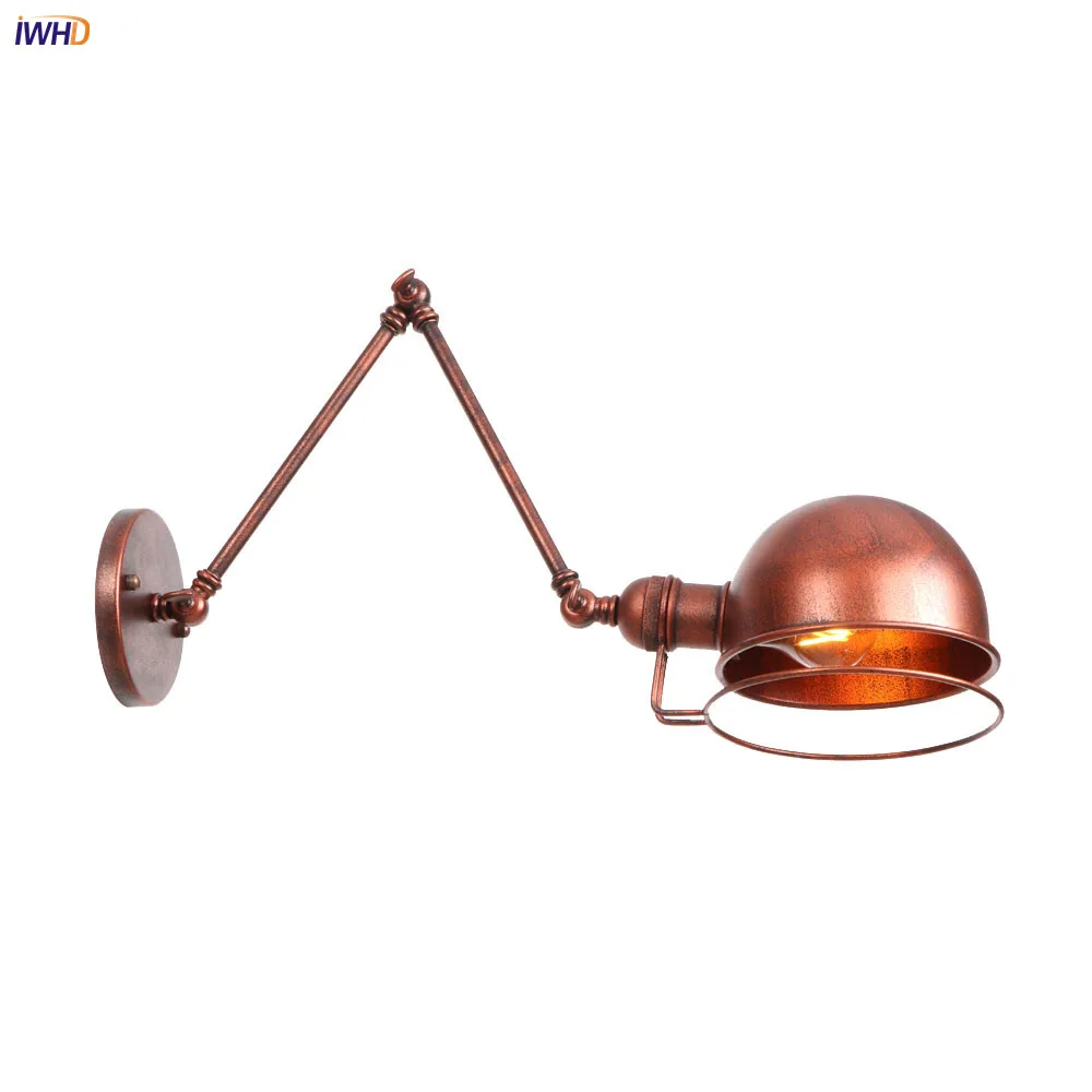 

IWHD Loft Style Retro Vintage Wall Light Fixtures Bedroom Stair Long Arm Lamp Antique Edison Wall Sconces Home Lighting Lampen