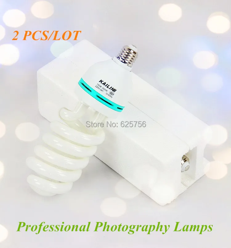 Free Shipping + 2 PCS/LOT 150W E27 Spiral Tricolor Photo Light Bulbs