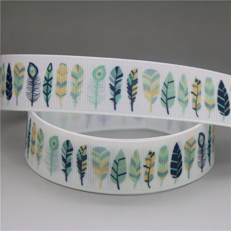 DHK 7/8 'Ƌ ярдов перьев бабочки напечатан grosgrain ленты ленточный аксессуар hairbow