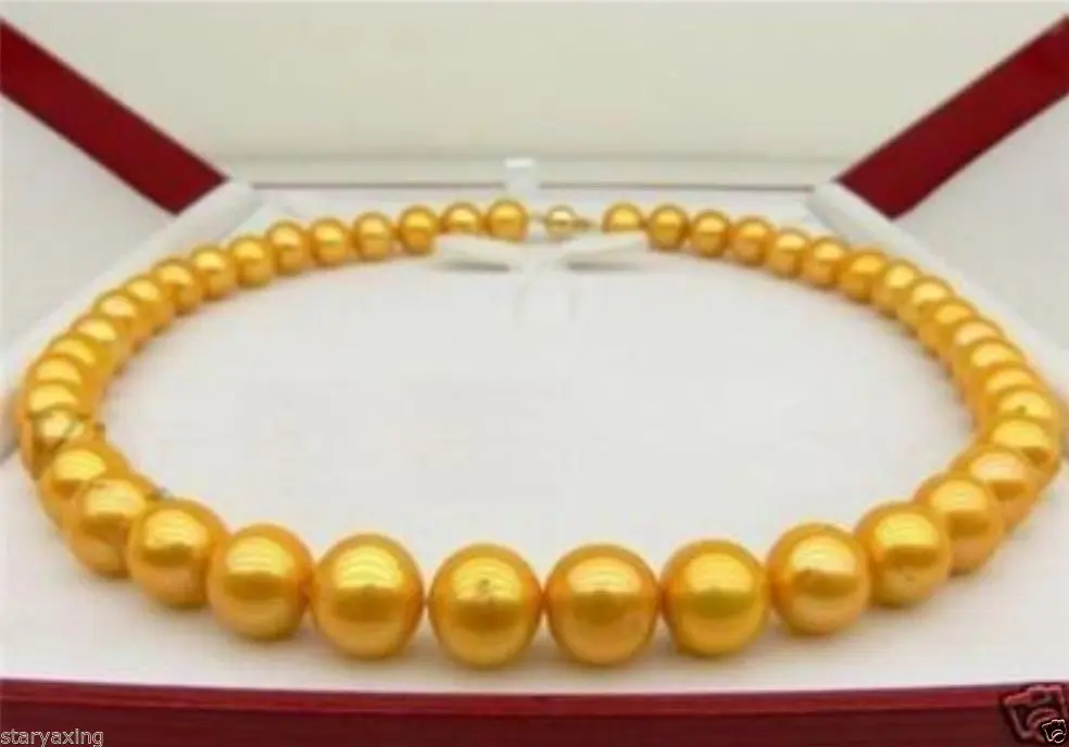 

AAA 9-10MM 14K SOUTH SEA GOLDEN PEARL NECKLACE 18