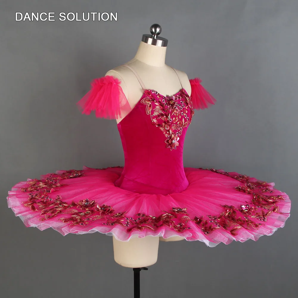 Ярко-розовая балетная танцевальная пачка, платье для девочек и женщин, костюм для выступлений, платье балерины, плиссированные пачки BLL083